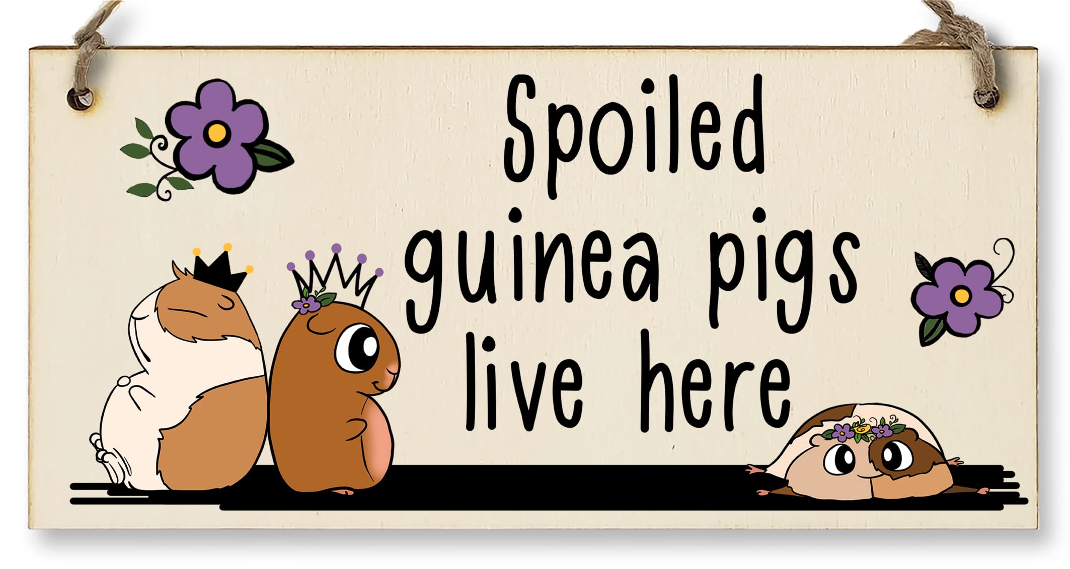 Handmade Wooden Hanging Wall Plaque Spoiled Guinea Pigs Live Here Cute Pet Lover Mum Dad Gift Sign