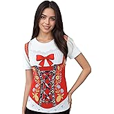 HAPNBCELE Oktoberfest T-Shirts for Womens Bavarian German Lederhosen Costume 3D Novelty Shirt Short Sleeve Festival Outfit