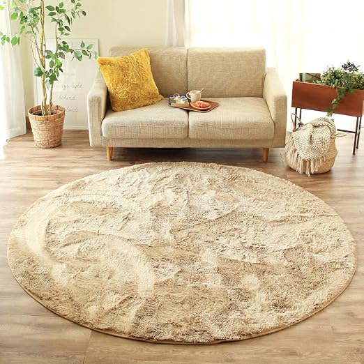 Amazon ラッテ 大きめ 円形ラグ 洗える ラグマット 軽量 シャギーラグ おしゃれ シャンパンゴールド 190r Cm ラグ カーペット オンライン通販