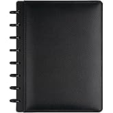 TUL Custom Note-Taking System Discbound Notebook, Junior Size, Leather Cover, Black