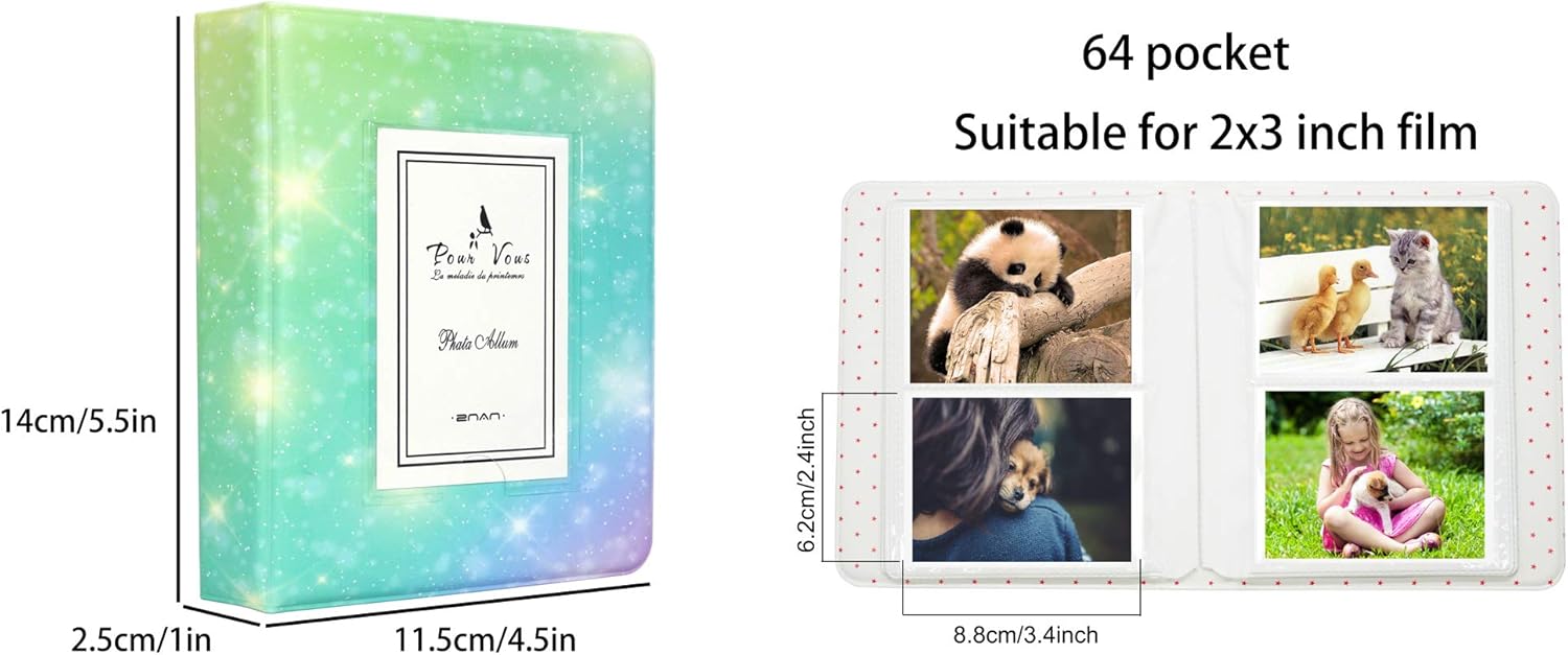 Ice Blue Yosuny Mini Photo Album 128 Pockets For 2x3 Inch Photo For Fujifilm Instax Mini 7s 8 8 9 25 50s 70 90 Link Liplay Instant Camera Polaroid Pic 300 Zip Snap Kodak Hp Sprocket Film