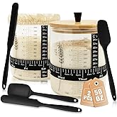 Rakovar 50oz Sourdough Starter Jar Kit, Wide Mouth Sourdough Starter Container for Perfect Sour Dough Bread, Extra-Large Capacity Sourdough Jar, Sourdough Kit(2 Pack)