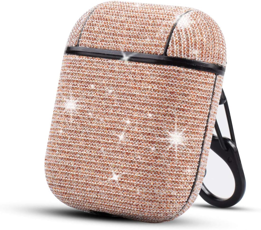 HIDAHE Airpods Case, Airpod Skin, Airpod Case Cute, Luxury Glitter Bling Airpods 2 Case Cover Girly AirPod Accessories for Women Sports Compatiable with Apple AirPods 1st/2nd Charging Case, Rose Gold