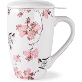 AmorArc Tea Cup With Infuser and Lid, 18oz Loose Leaf Tea Mug With Steeper | Porcelain Tea Mug With Infuser and Lid, Strainer Tea Cup for Tea Lovers, Home &amp; Office, Housewarming Birthday Gift