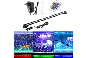 HCDMRE LED Air Bubble Light Aquarium Lamp Underwater Submersible Fish Tank Light Color Changing Making Oxygen Aquarium Tools,Us Plug (23cm/9.05")