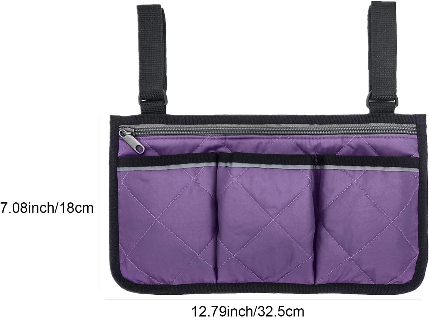 Wheelchair Side Bag with Pouches and Reflective Stripe, Wheelchair Armrest Side Organizer for Electric Wheelchairs, Manual Wheelchair Lightweight and Easy to Use (Purple): Health & Personal Care
