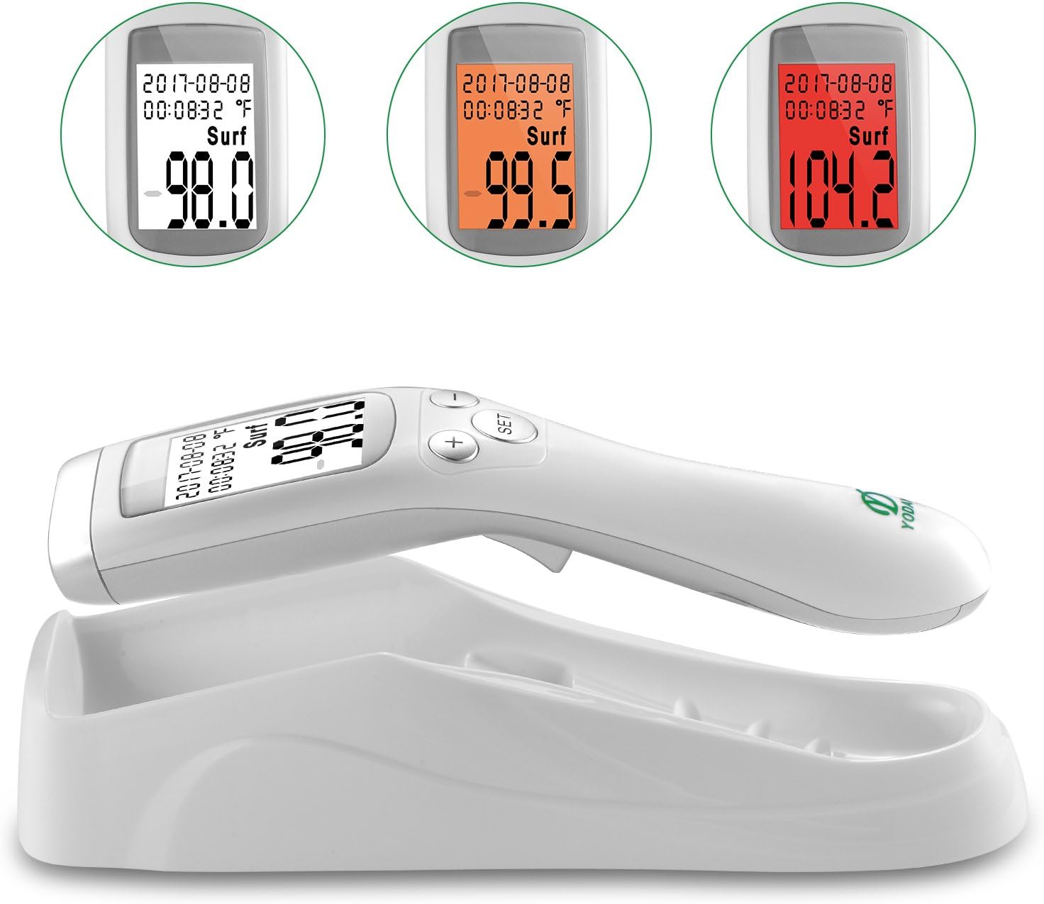 Forehead Digital Thermometer - Non Contact Infrared Medical Clinical Forehead Thermometer for Fever Measurement for Baby/Children/Adults ，Surface & Room Measurement，No Touch Instant Reading (White)