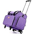 LUXJA Serger Case with Detachable Trolley Dolly, Serger Bag with Removable Padding Pad (Fit for Most Standard Serger Machines), Purple