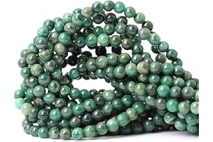 HAAMIIQII 60pcs 6mm Natural Green African Jade Beads Round Loose Gemstone Beads for Jewelry Making DIY Bracelet Necklace