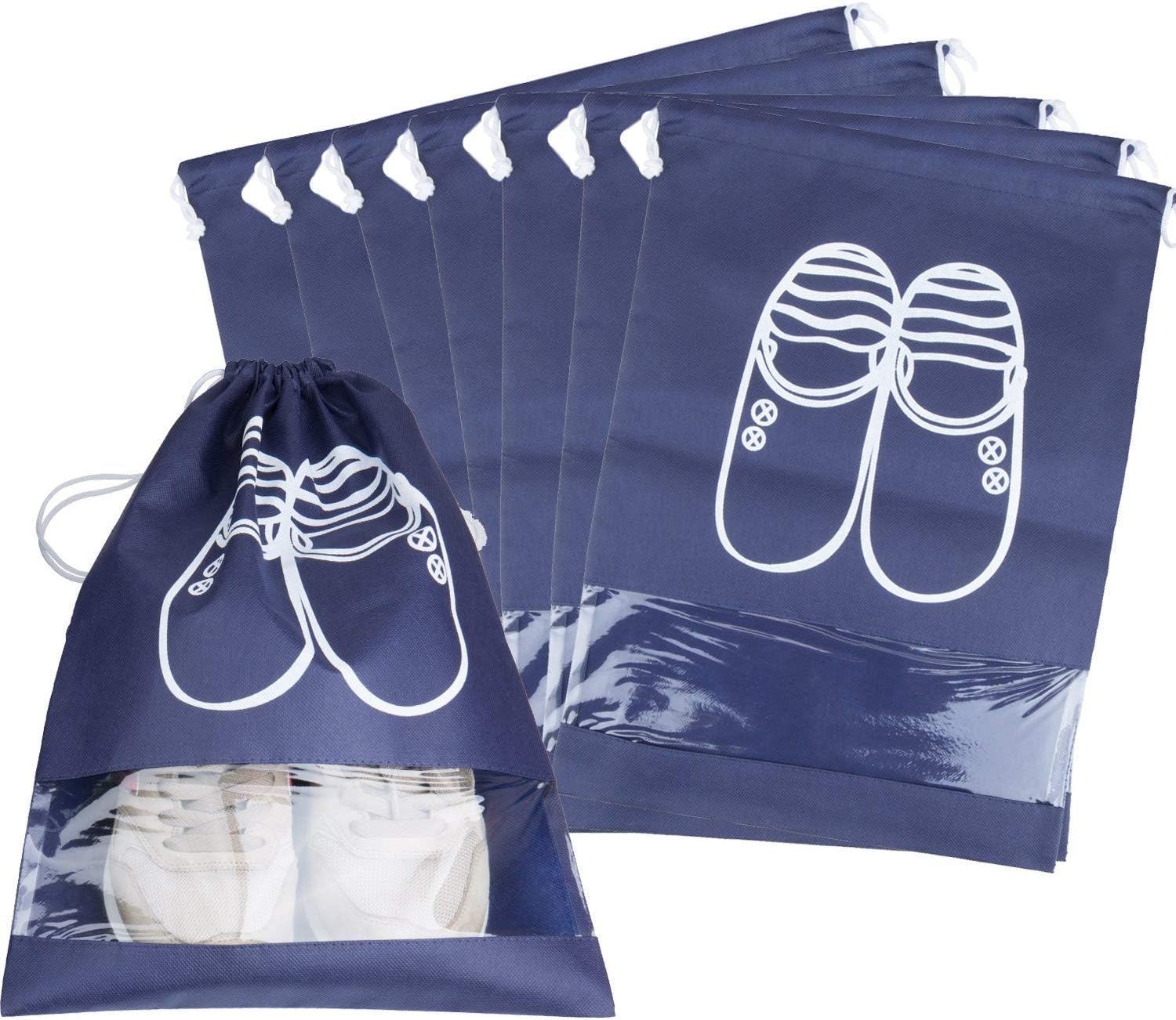Lot De 12 Travel Sacs à Chaussures De Voyage, Sacs De Voyage Respirants Sacs Organisateurs Portable Anti Poussiere Avec Fenetre Transparente Bleu Fonce 85564496