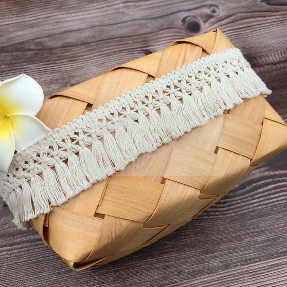 10 Yards 4 cm Wide Beige Cotton Tassel Lace Ribbon Fringe Trim Lace Trim for Sewing Fringe Tassel Trimming Sewing Accessories for DIY Costumes Clothing Curtain Clothing Table Cloth Wedding Decoration