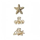 3 Styles Starfish Seashell Gold Metal Hair Clips Beach Party Fashion Hair Accessories for Women