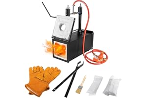 E-COWLBOY Portable Propane Gas Forge Double Burner 2700°F/1482℃ Large Capacity Square Forging Furnace for Blacksmithing Farrier Knife Tool Making Equipment with Tong & Gloves 2-Doors