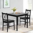 Kitchen Table Set for 2, 3 Piece Wooden Dining Table Set with 2 Chairs for Small Space, Modern Square Counter Height Small Dinette Set for Kitchen, Restaurant, Dark Brown