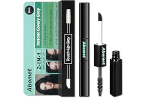 ABOMET Quick Cover Root Touch Up Stick, 2-in-1 Mascara Brush& Pen Cover Gray Hair Concealer Rescue Brush, Hair Fibers for Thinning hair, Eyebrow and Beard, Convenient to Carry (Black, 7 ML)