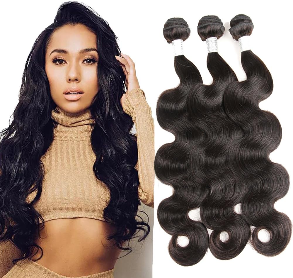 Brazilian Hair 3 Bundles Brazilian virgin hair body wave 8A Grade 100% Unprocessed Virgin Human Hair Extensions Hair Natural Color soft No Shedding (18 20 22inch) by borchan