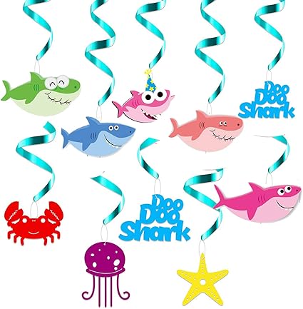 Amazon Com Cute Shark Party Swirl Decorations Little Shark