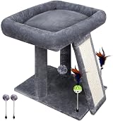TWDEPART Small Cat Tree Indoor Activity Centre Grey with Scratching Board view 6
