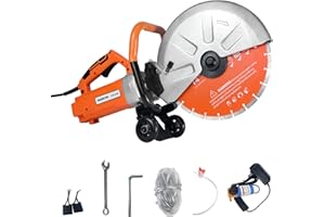 HIGOSPRO 14-Inch Electric Concrete Saw 3000W, 110V Cut-Off Saw with Diamond Blade, 4.8" Max Cutting Depth, Heavy-Duty Cement Grinder for Asphalt, Brick, Stone