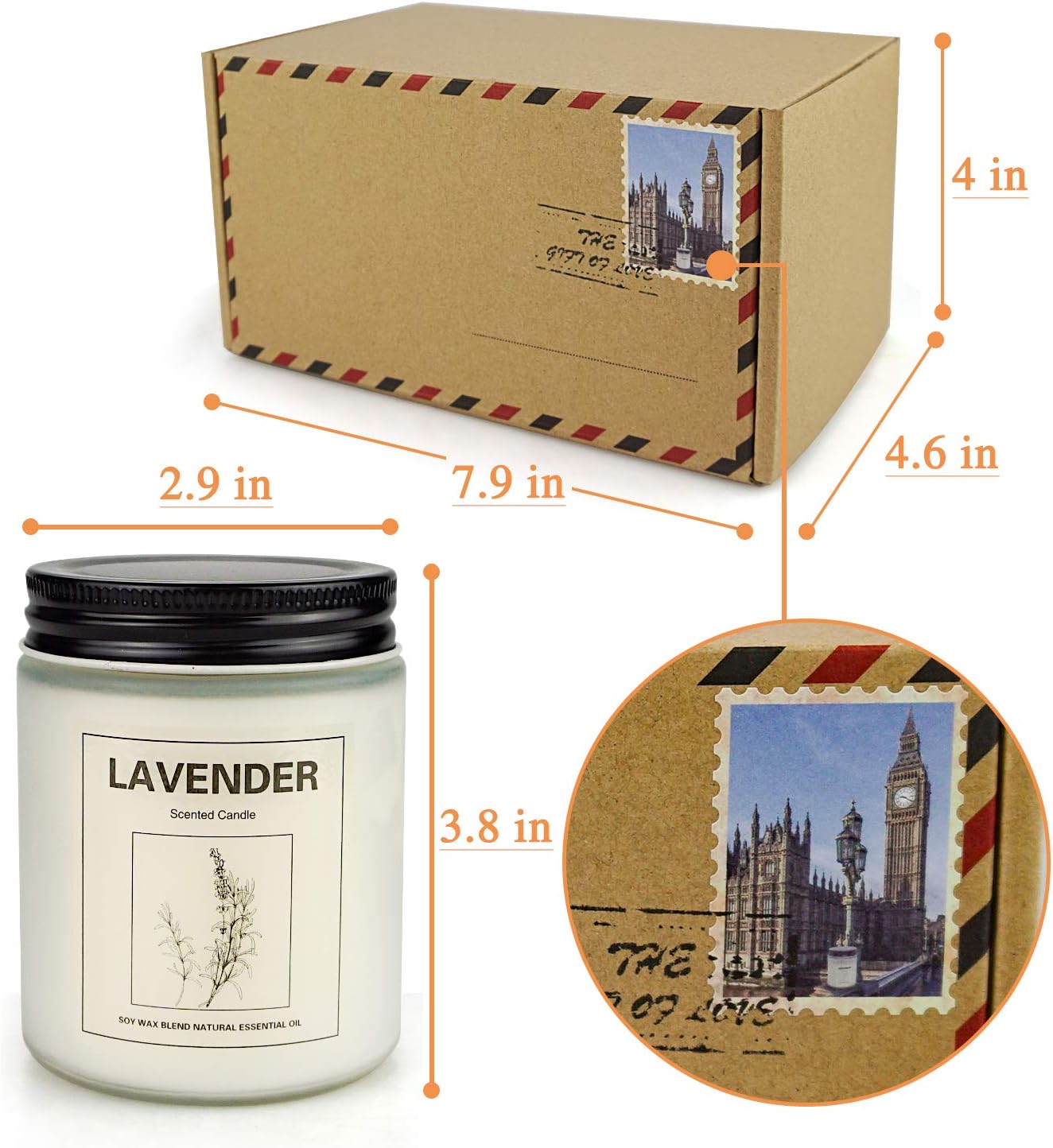 CREASHINE Lavender Candles for Home Scented, Aromatherapy Candle 2 pcs, Natural Soy Wax Set, Women Gift with Strongly Fragrance Essential Oils Jar Candles: Home & Kitchen