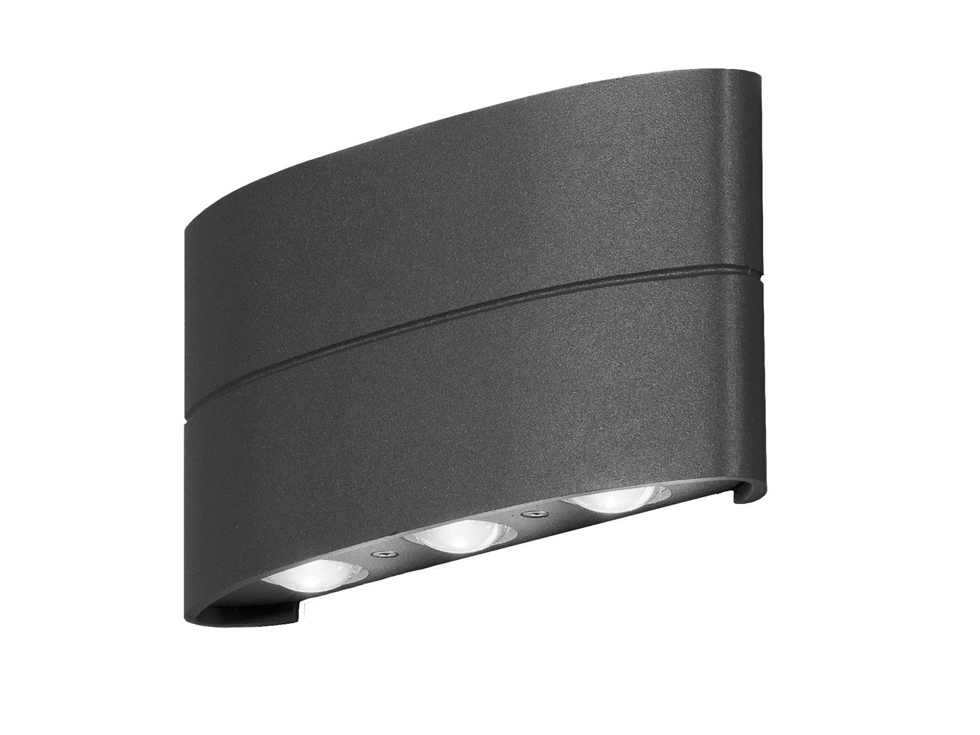 Konstsmide Outdoor Wall Light Mains Powered/Chieri Modern Up Down/LED High Power 6 x 1 W Lamp/Clear Glass/Aluminium/IP54/Outside Light Anthracite