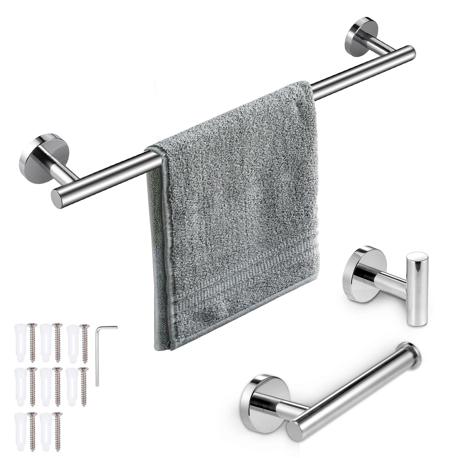 JIZZU Towel Rail for Bathroom, 50CM Hand Towel Holder, Bathroom Towel Rack Wall Mounted Chrome Towel Rack For Bathrooms Kitchen
