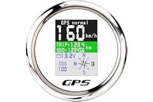 MAIMEIMI GPS Speedometer 85mm Boat GPS Speedometer Odometer Waterproof White Antenna TFT Screen Digital MPH Knots Km/h for Boat Marine 9-32V Car Motorcycle