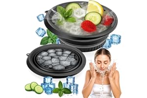Face Bowl for Ice with Built-in Ice Tray Collapsible Silicone Facial Face Ice Bath Bowl, Foldable Face Bowls for Home Use,Cam