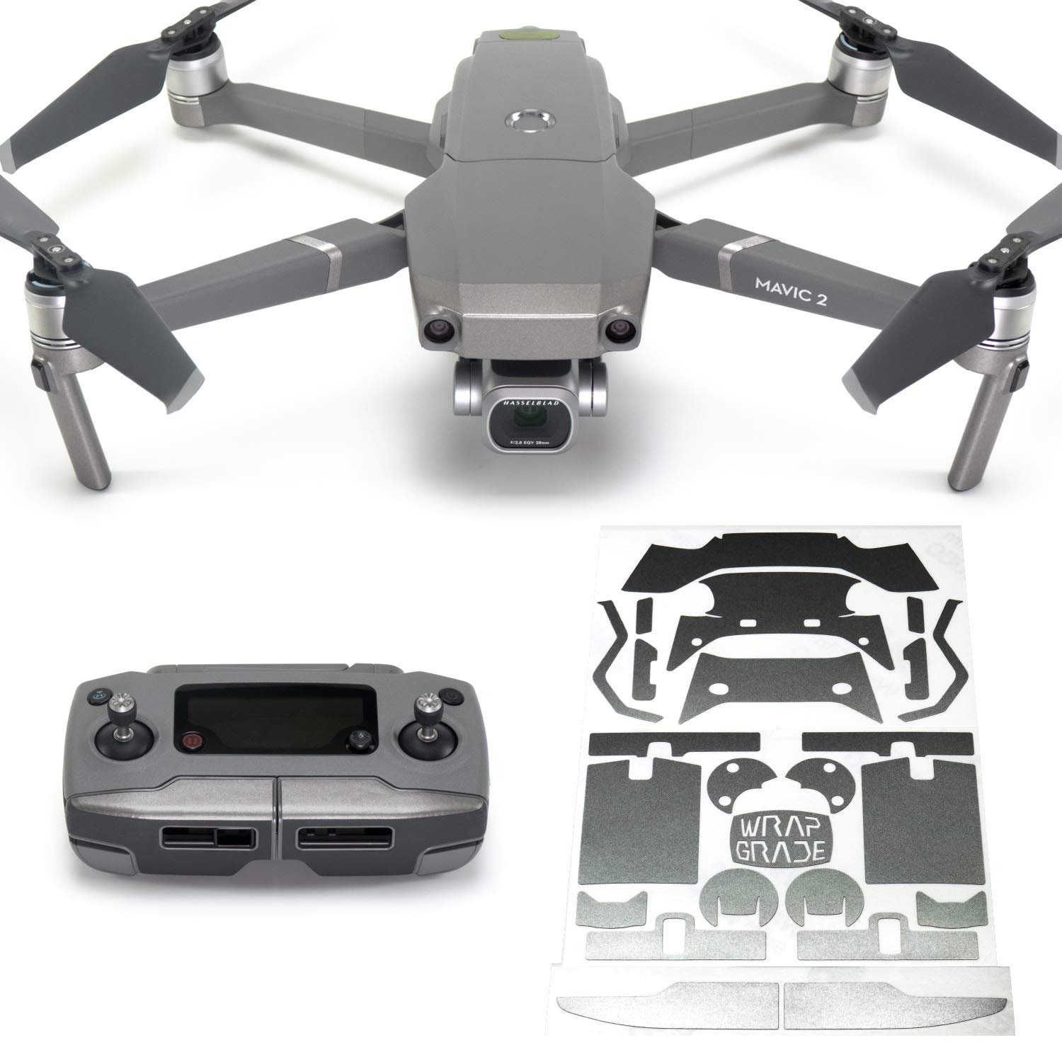 Wrapgrade Poly Skin Sticker compatible with DJI Mavic 2 | Accent Color (TITANIUM)