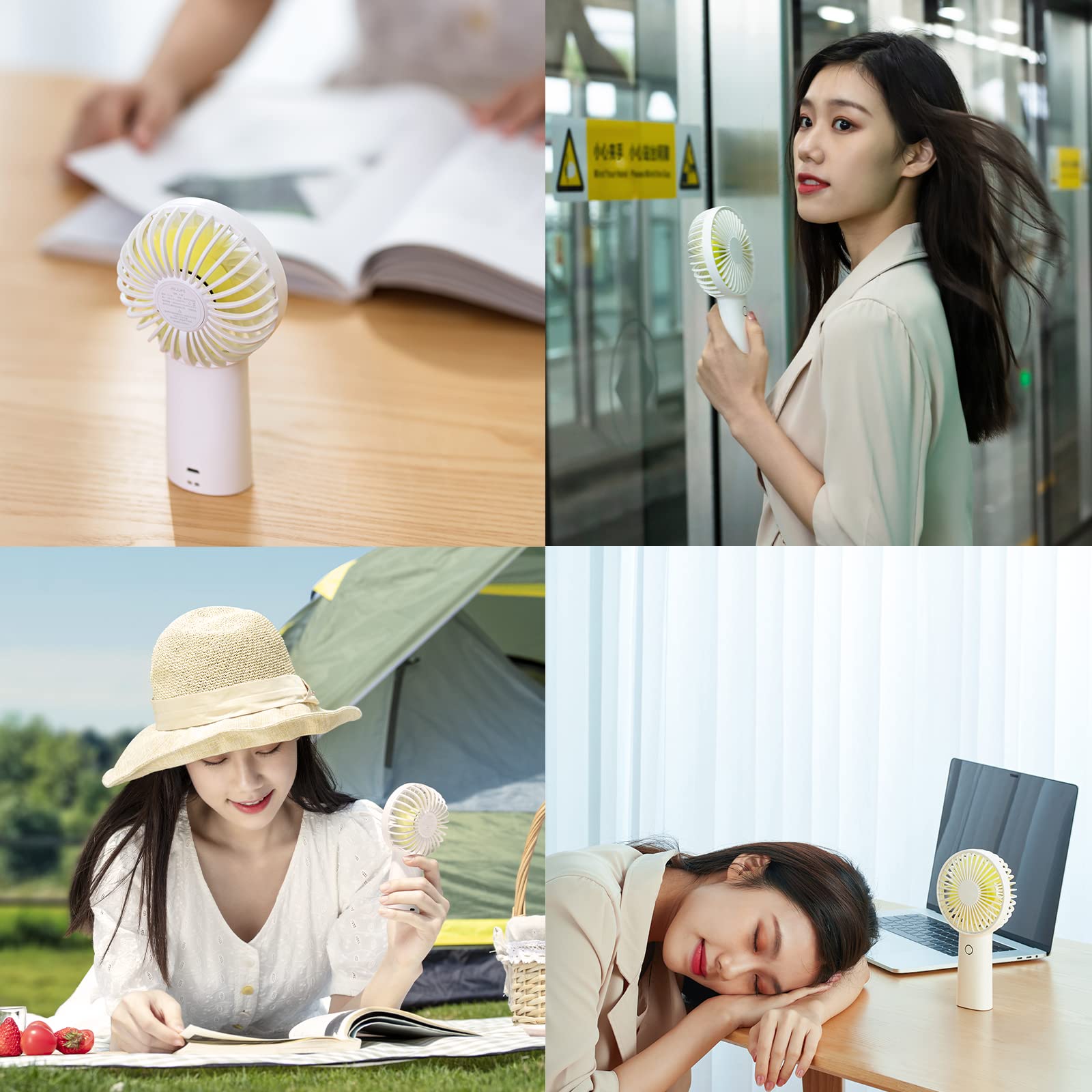 JISULIFE Handheld Fan [20H Max Cooling Time] 4000mAh USB Rechargeable, Battery Operated Portable Fan with 3 Speeds for Travel/Makeup/Office-White