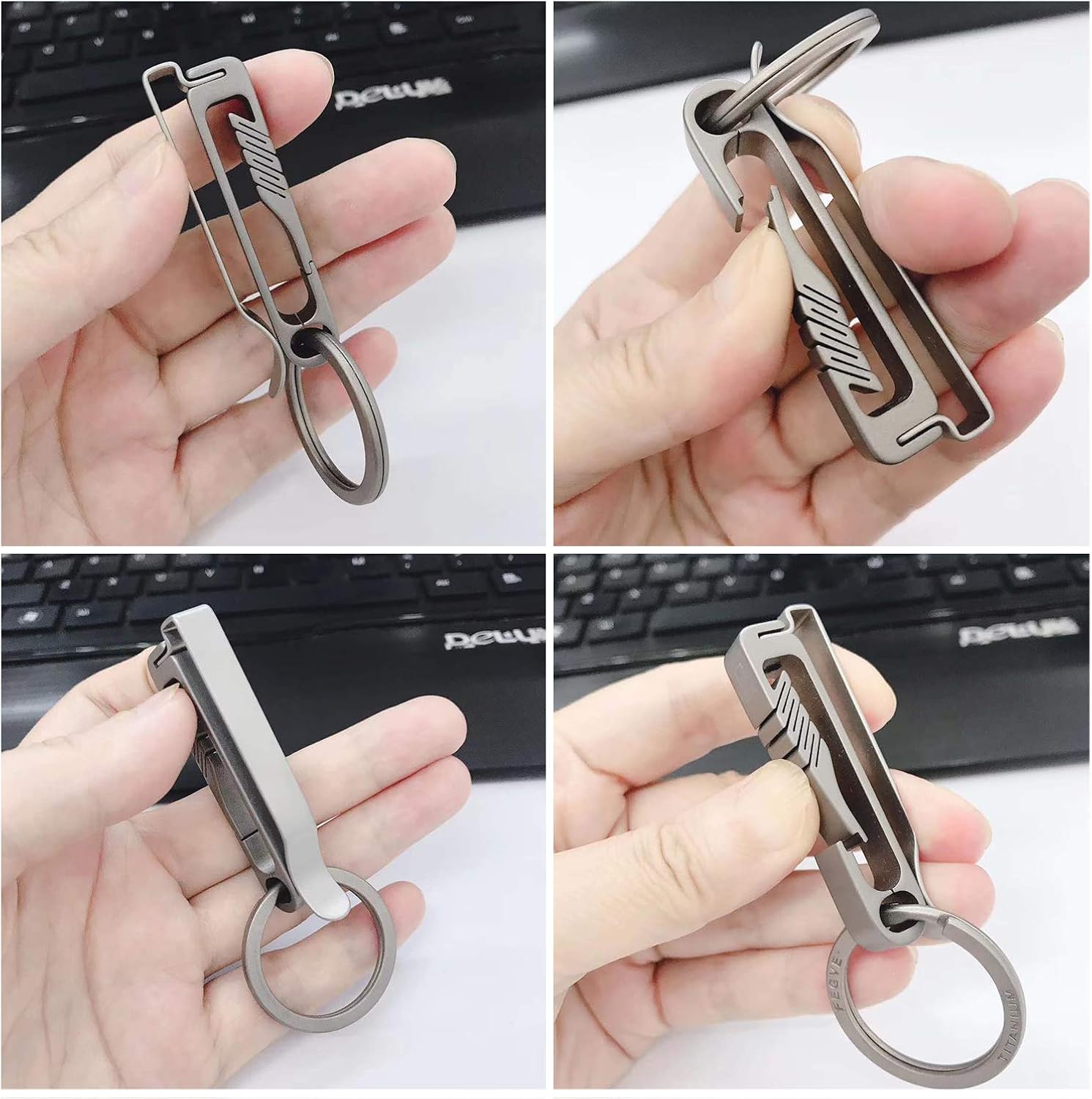 TISUR Belt Keychain Titanium Belt Loop Key Holder with Detachable Keyring for Men and Women (BK1) at  Men’s Clothing store