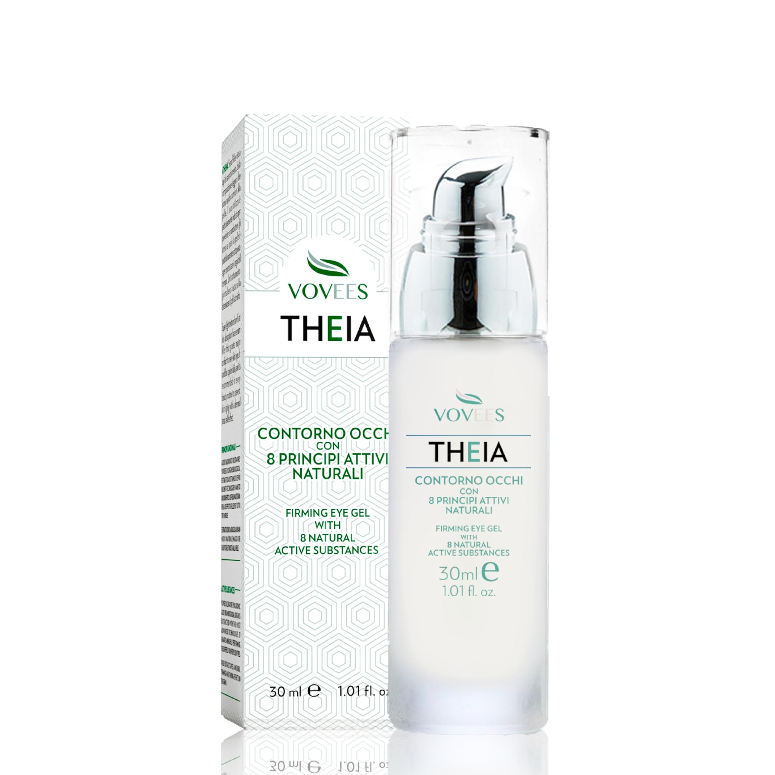 VOVEES Theia Anti-Wrinkle Eye Gel - Organic Hyaluronic Acid and 8 Vegan Ingredients - Toning and Firming Effect - Fast Absorption - Made in Italy - 30ml