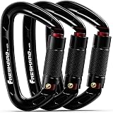 FresKaro 3 Pack Locking Carabiners UIAA 25kN Auto Lock D Shape 60g