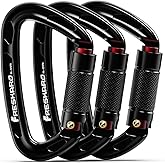 FresKaro UIAA Certified 25KN Auto Locking Climbing Carabiner Clips, Twist Lock, and Heavy Duty Carabiners for Rock Climbing, Rappelling, and Mountaineering, D Shaped