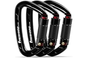 FresKaro UIAA Certified 25KN Auto Locking Climbing Carabiner Clips, Twist Lock, and Heavy Duty Carabiners for Rock Climbing, Rappelling, and Mountaineering, D Shaped