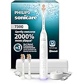 Philips Sonicare 7300 Rechargeable Electric Toothbrush, 3 Brush Head, White | 2000% More Plaque Removal&sup1;, Visual Pressure Sensor, 12 Brush Settings, App Connected, 21-Day Battery, Travel Case, HX7420/07