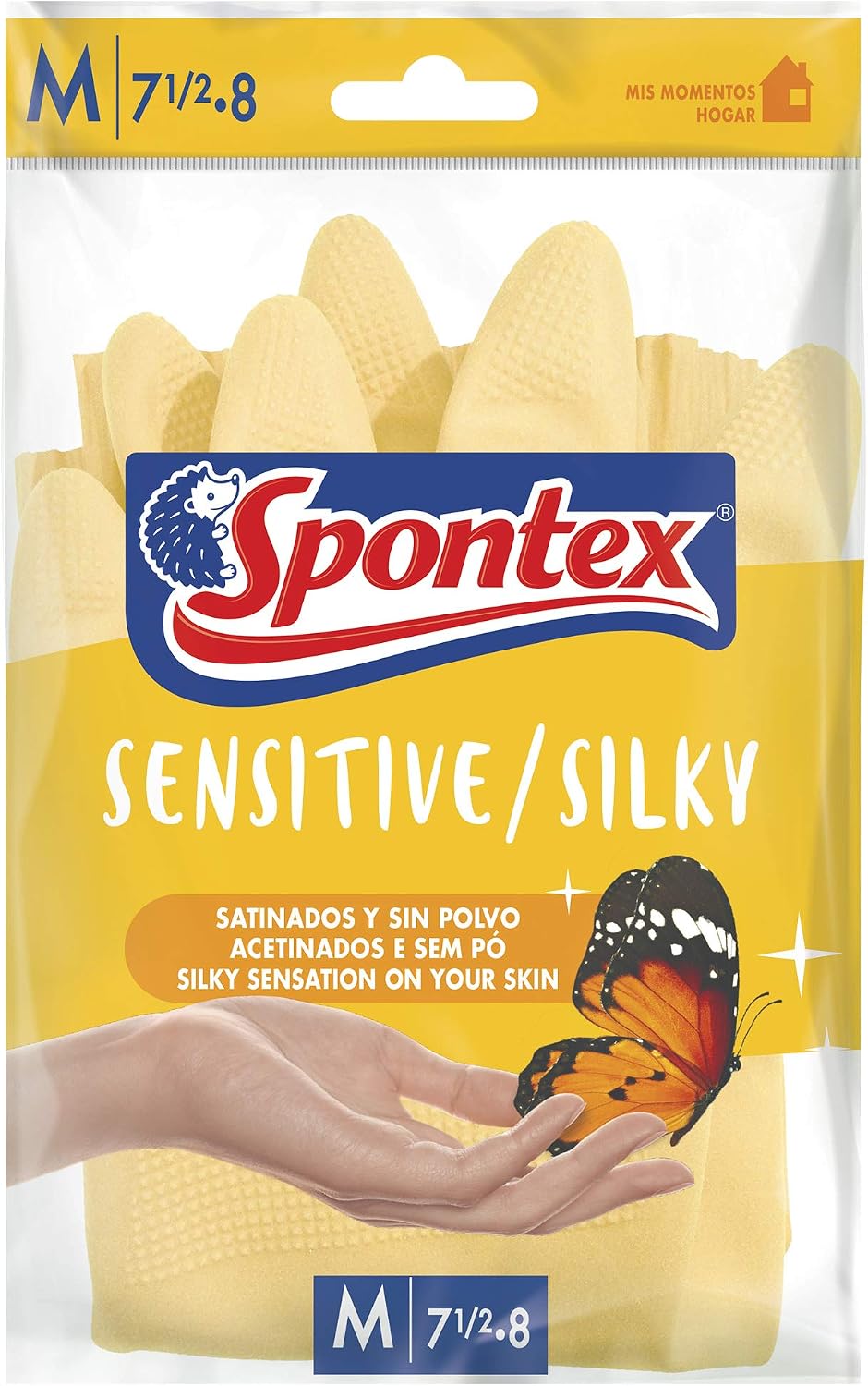 Spontex Silky Gloves Medium, Yellow, 1 Pair (Pack of 1)