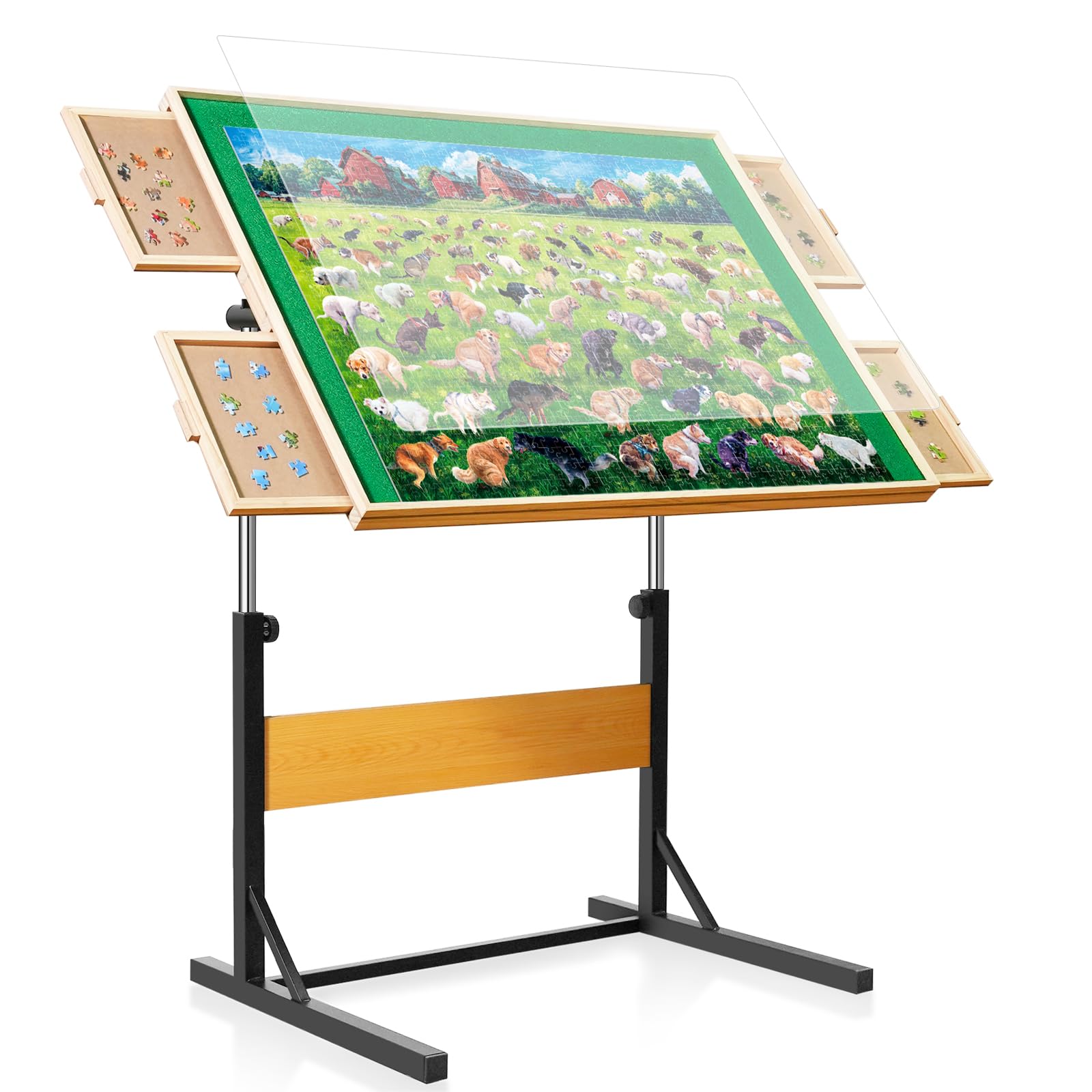 Photo 1 of (broken leg)(table functional)(sold for parts) ALL4JIG 1500 Pieces Puzzle Table for Adults Gifts, Wooden Jigsaw Puzzle Table with 4 Drawers, Upgraded Stability