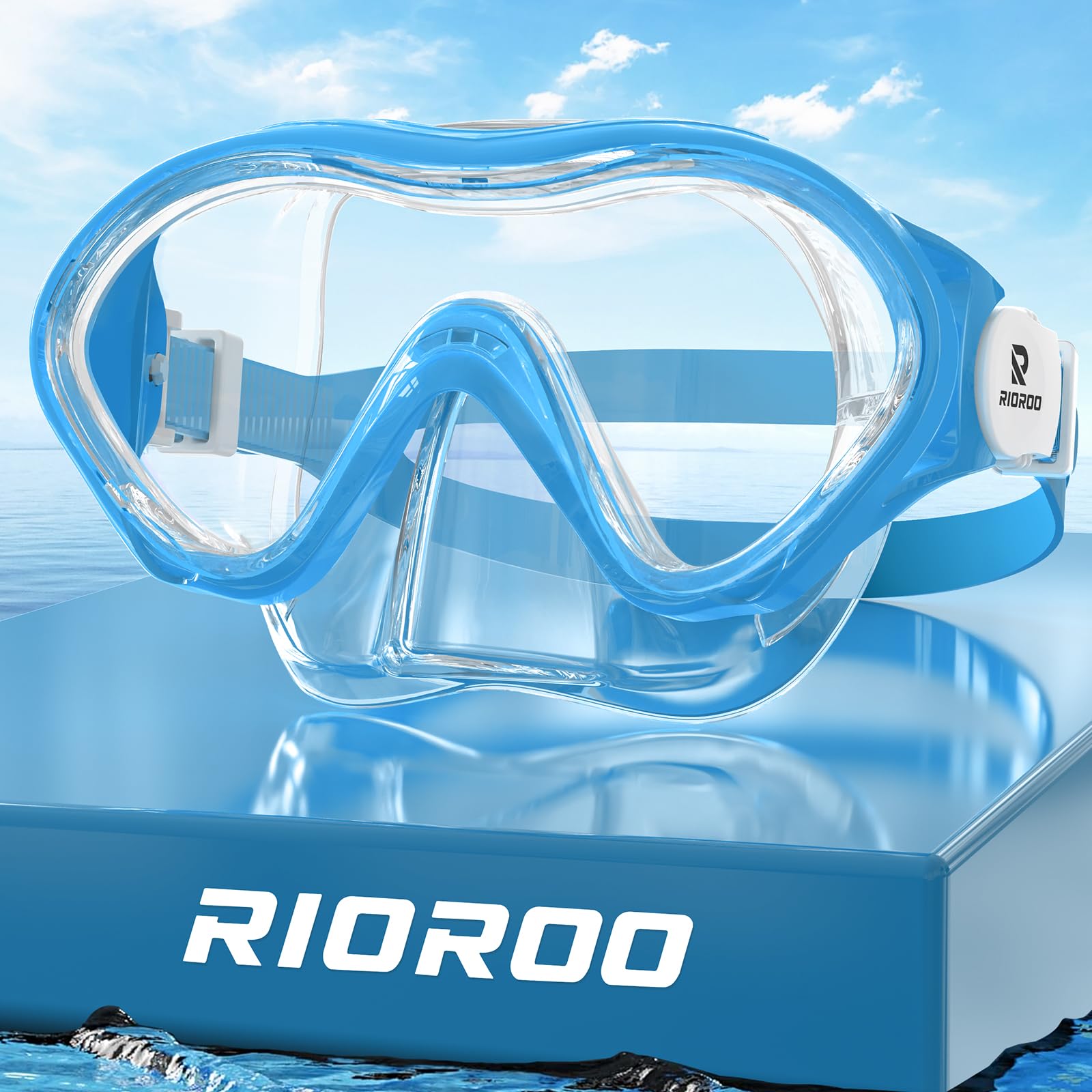 RIOROO Snorkel Mask for Kids, Swimming Goggles With Nose Cover for Boys Girls Youth Children, Diving Mask No Leak Anti-Fog Waterproof 180° Clear View for Age 4-15 Years