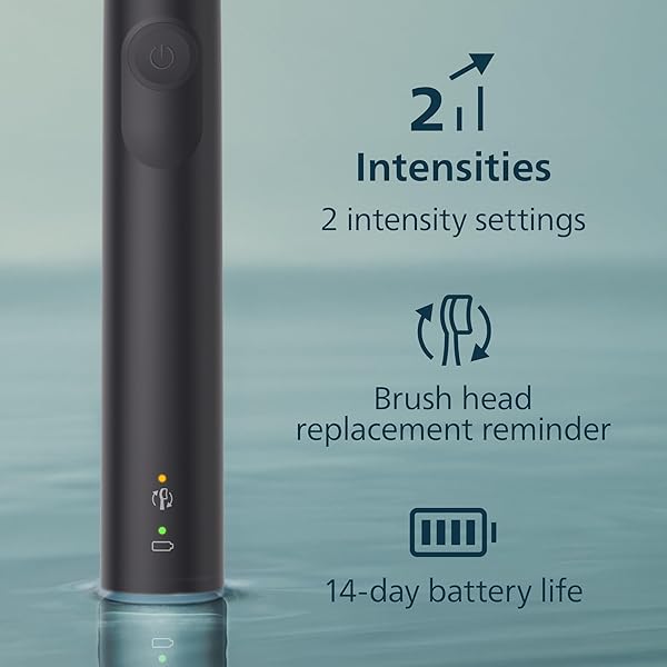 PHILIPS SONICARE 4100 SERIES ELECTRIC TOOTHBRUSH – SONIC TOOTHBRUSH WITH ADVANCED SONIC TECHNOLOGY, PRESSURE SENSOR, TWO INTENSITY SETTINGS, SMARTIMER & QUADPACER, BLACK, MODEL HX3681/24
