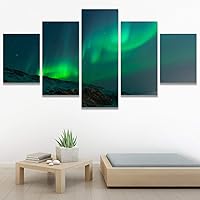 SIGNWIN 5 Panel Canvas Wall Art Astronomy & Space Contemporary Cosmic Dramatic Green Group Photography Realism Ultra for Home Decorations Ready to Hang - 60