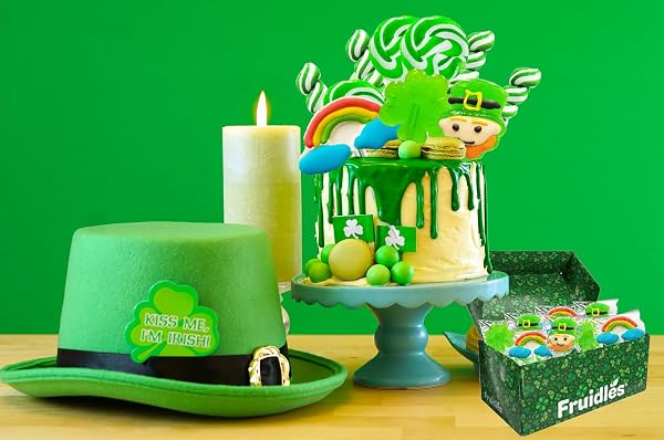 FRUIDLES ST. PATRICK’S DAY LOLLIPOPS, 24-PACK LEPRECHAUN, GREEN SHAMROCK, AND RAINBOW LOLLIPOP SUCKERS, PARTY FAVOR BOX, INDIVIDUALLY WRAPPED (24-PACK)