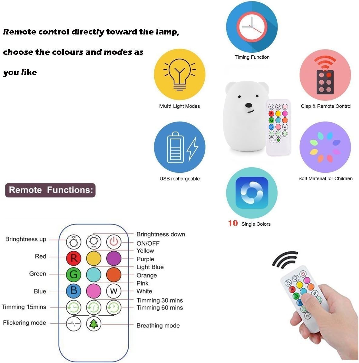 Tekemai Night Light for Kids Bedside Lamp for Children Baby Nursery Lamp for Breastfeeding Safe Break Resistant, Eye Caring - Image 5