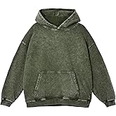 SnowElve Mens Hoodies Vintage Oversized Hoodie Acid Wash Couples Cotton Pullover Hoodies for Men Streetwear Sweatshirts