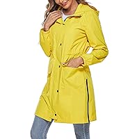 Avoogue Rain Coats for Women Long Hooded Waterproof Raincoat Ladies Lightweight Rain Jacket Outdoor Hiking Windbreaker