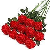 Red Fake Roses Artificial Flowers - 10 Pcs Fake
