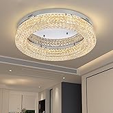 ykolupty 24" Crystal Chandeliers,Round Chandelier for Living Room Modern Ceiling Chandelier Flush Mount Ceiling Light Fixture