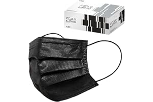 CSD Colo 30 Pcs Black Disposable Face Masks, 3 Ply Adult Mask with Elastic Ear Loop, Nose Bridge Clip, Breathable Comfortable Mask Great for Indoor, Outdoors Use (Cool Black)