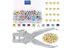 LUOTAOPEI Eyelet Hole Punch Pliers, 3/16 in(5mm) Eyelet Grommet Pliers Kit Metal Eyelets Kits with 400PCS Multicolor Grommets Shoe Eyelets Grommet Sets for Leather Fabric Belt Clothes Decorative Repair