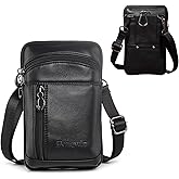 hengwin Genuine Leather Crossbody Bag for Men/Women, Small Messenger Bag Cell Phone Purse Shoulder Holster Passport Pouch